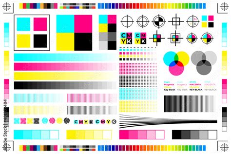 Cmyk Print Calibration Illustration With Offset Printing Marks And