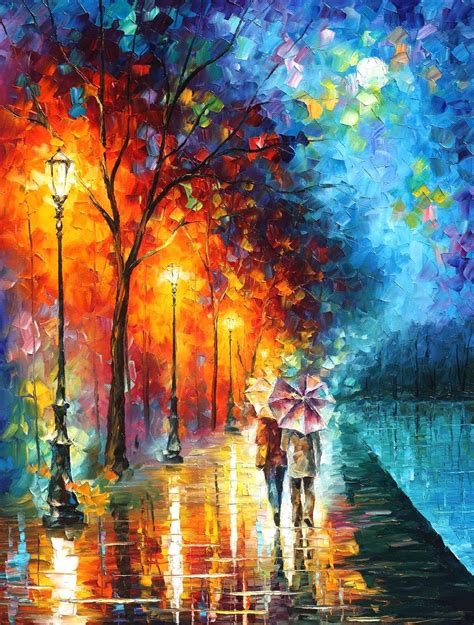 Love By The Lake — Palette Knife Oil Painting On Canvas By Leonid