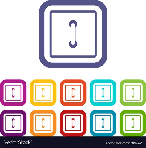 Sewn Square Button Icons Set Flat Royalty Free Vector Image