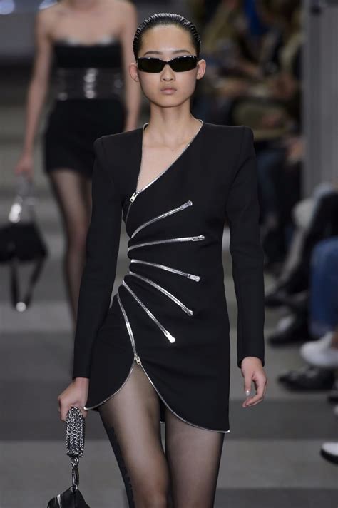 New Autumn 2018 Women Sexy Runway Dress Zippers Long Sleeve Black Rayon