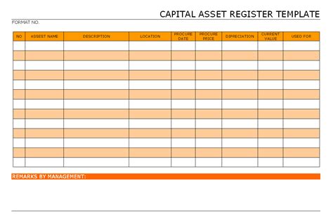 Capital Asset Register Template