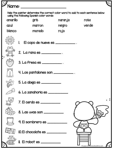 Free Printable Spanish Colors Worksheet For Kindergarten 56 Off