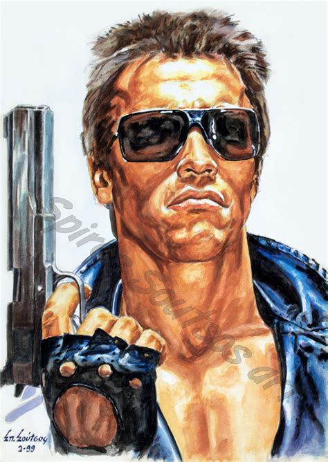 Terminator Arnold Schwarzenegger Painting Movie Poster Canvas Print