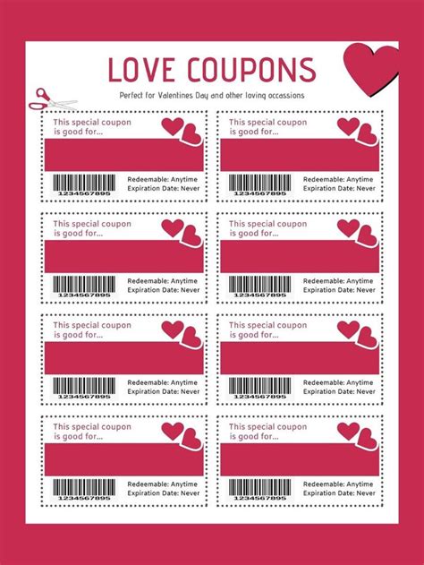 Editable Love Coupons Valentines Day Coupons Valentines Day T Love Coupons Printable Pdf