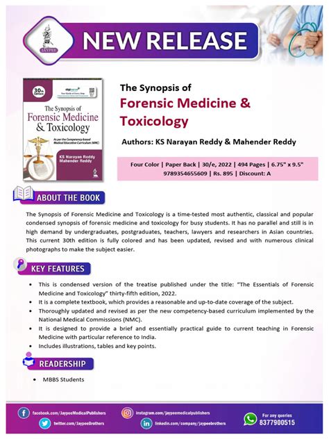 Ks Narayan Reddy The Synopsis Of Forensic Medicine And Toxicology 30e Pdf