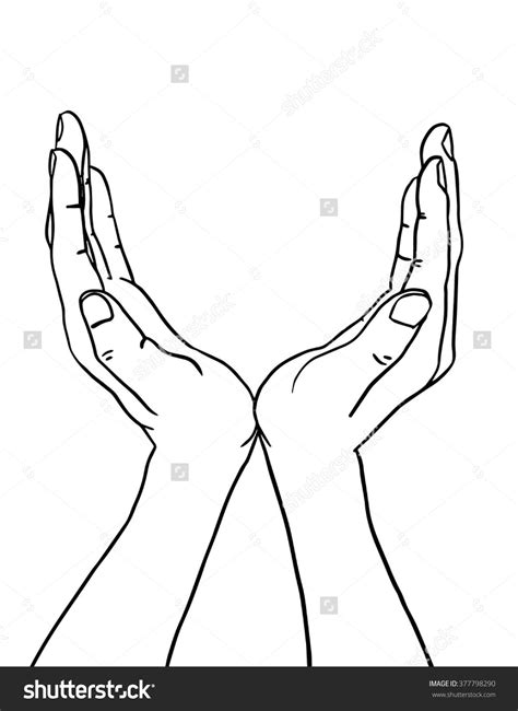 Hand Drawn Two Hands Together Opened Stock Vector Royalty Free