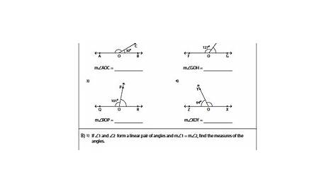 linear pair worksheet for class 7