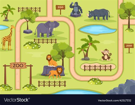 Zoo Map With Cage And Outdoor Park Entrance Vector Image