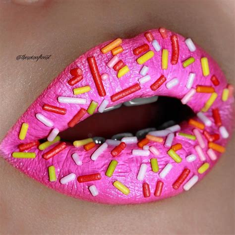 Donut Lip Art By Theminaficent Instagram Lip Art Sprinkle Lips