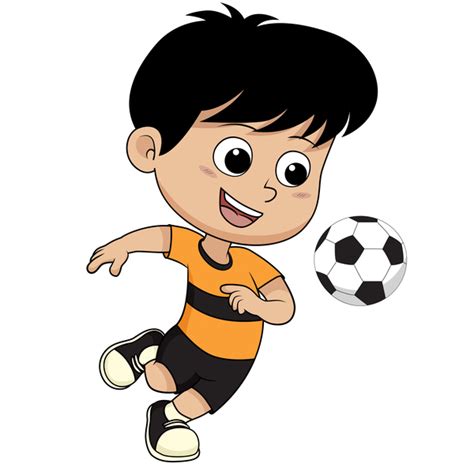 Little Kid Playing Soccer Cartoon