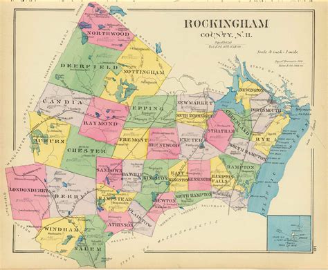 Rockingham County New Hampshire 1892 Old Town Map Reprint