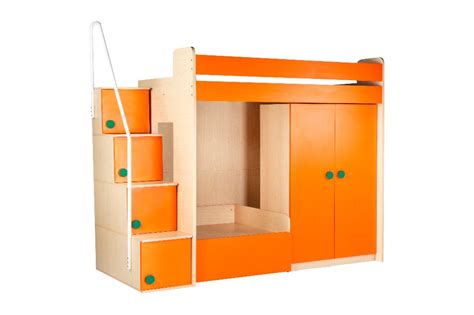 Orange Wooden Yipi Flexi Bunk Bed Wardrobe Sofa Cum Bed At Rs 58999