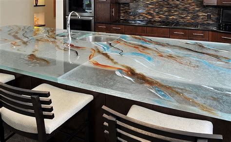 Beautiful Thinkglass Artistic Application Glass Countertops Glass Kitchen Countertops