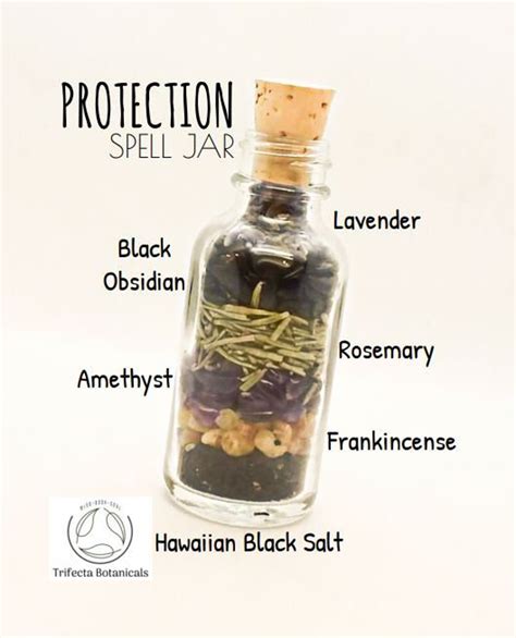 PROTECTION Spell Jar of Crystals + Herbs + Salt // Intention Bottle for