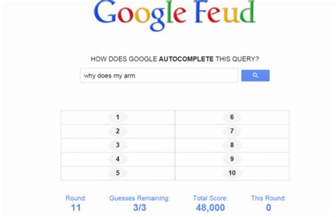 Google feud answers youtube you can play this fun game online and for free on silvergames.com. Someone turned Google's autocomplete feature into an addictive game