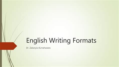 English Writing Formats Ppt