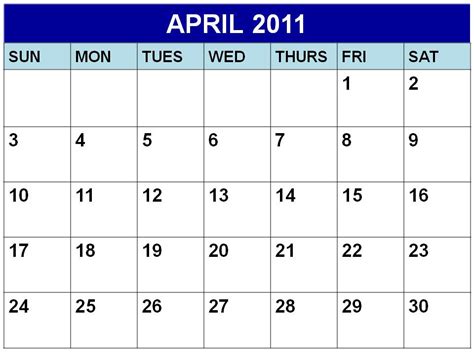 Calendar April