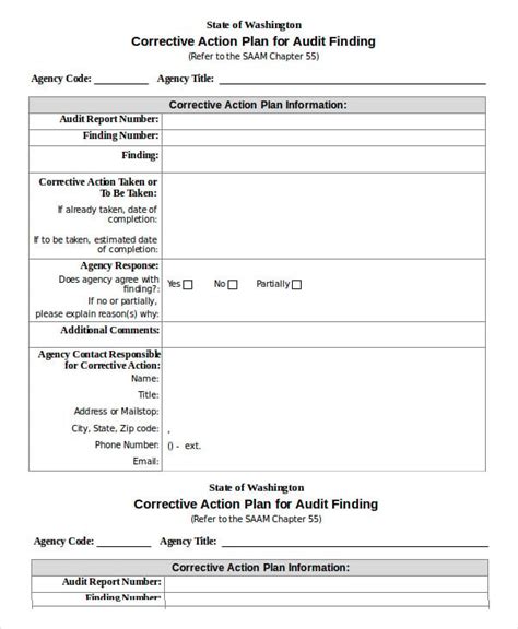 Corrective Action Plan Template 16 Free Sample Example Format