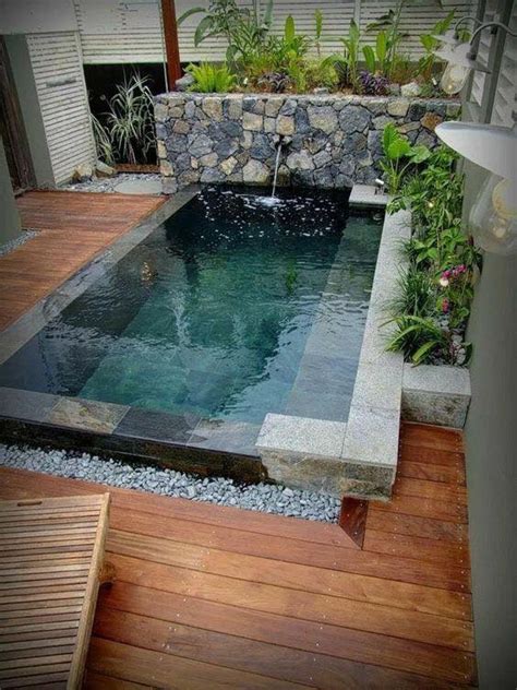 Ideas for adding a pond or swimming pool to your garden, whatever its size, plus planting ideas and inspiration for hard landscaping materials. 15 x Small Swimming Pool Ideas & Designs