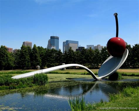 Spoonbridge And Cherry And Skyline Minneapolis Sculpture Garden