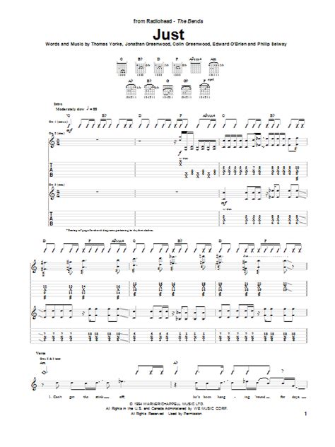 Radiohead Just Sheet Music Pdf Notes Chords Pop Score Guitar Tab