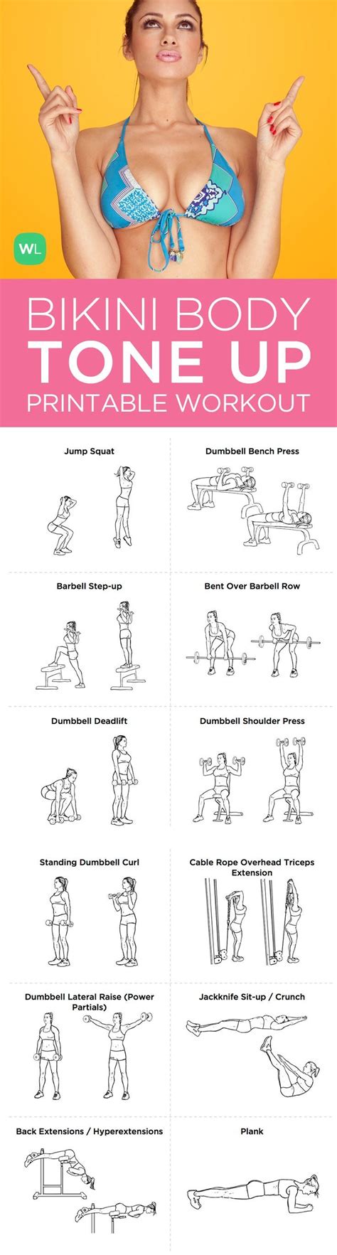 Bikini Body Tone Up Printable Workout Plan For Women Looking For A Workout Routine