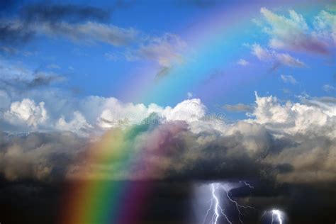 Rainbow In Sky Stock Photo Image Of Thunderstorm Skies 37418658