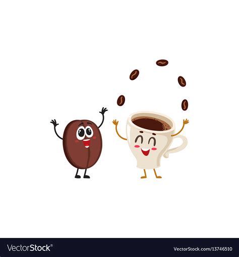 Funny Characters Of Crazy Coffee Bean And Juggling