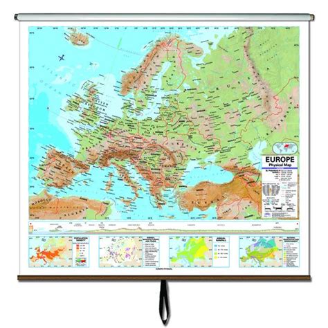 Europe Advanced Physical Classroom Wall Map On Roller 19400 Picclick