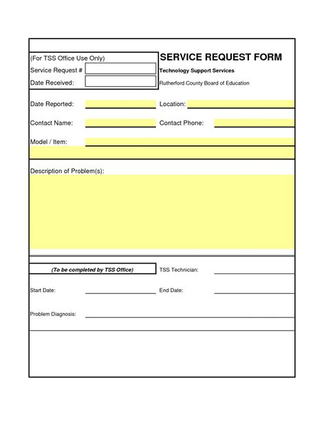 Generic Work Order Form Printable Free Order Form