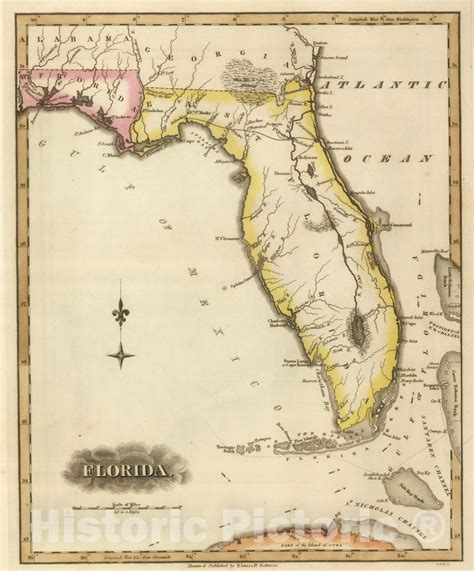 Historic Map World Atlas Map Florida 1817 Vintage Wall Art In
