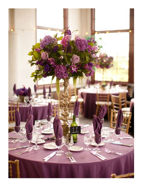 Table Setting By Amphora Catering Purple Wedding Reception Purple