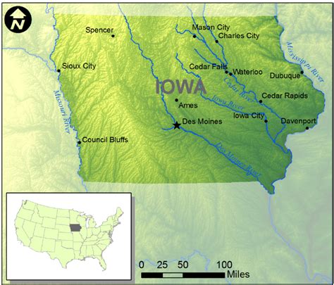 The State Of Iowa Located In The Midwestern United States Most Of