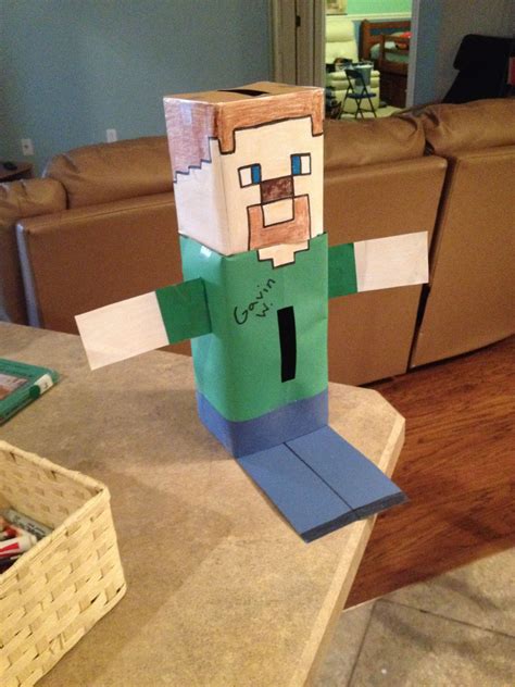 Steve The Minecraft Valentine Mailbox Valentine Card Box Minecraft
