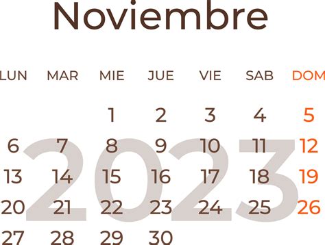 Calendar Month November In Spanish Year 2023 19999878 Vector Art At