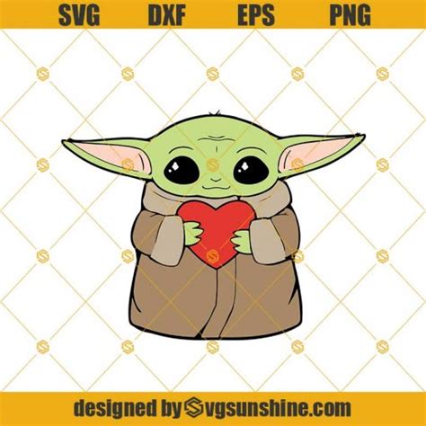 Baby Yoda With Heart Svg Baby Yoda Svg Star Wars Movie Yoda Best