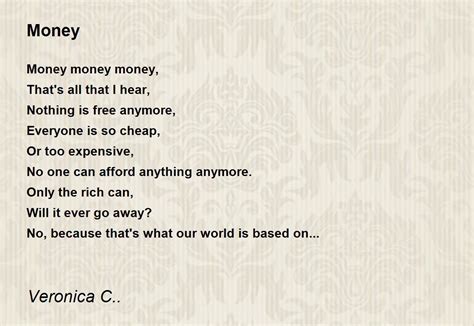 Money Money Poem By Veronica C