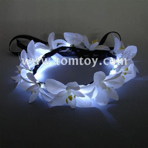 White Lily Flower Crown With Adjustable Ribbon For Wedding Festivals Tomtoy