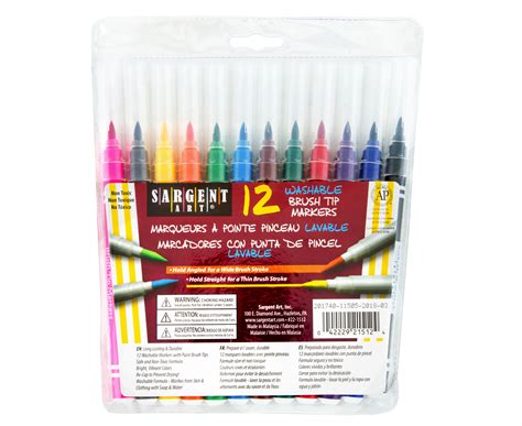Sargent Art Washable Brush Tip Markers 12-Pack - Assorted | Catch.com.au