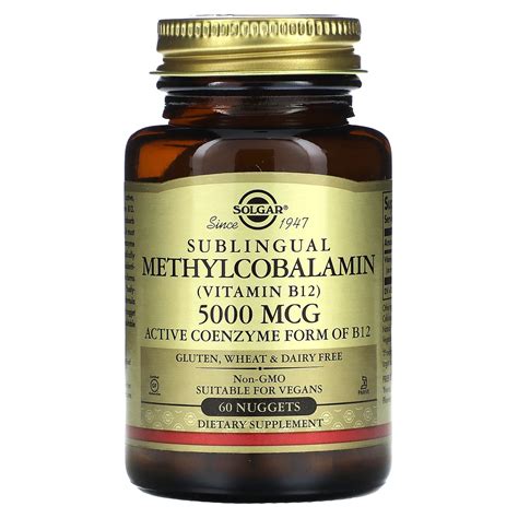 Solgar Metilcobalamina Sublingual Vitamina B12 5000 Mcg 60