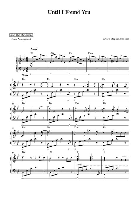 Stephen Sanchez Until I Found You Piano Sheet By John Rod Dondoyano Sheet Music