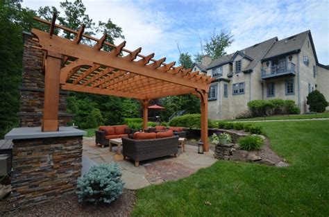 Patio Design With Pergola And Fireplace Sponzilli Landscape Group