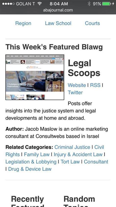 Legal Scoops Featured And Added To ABA Journal S Blawg Directory