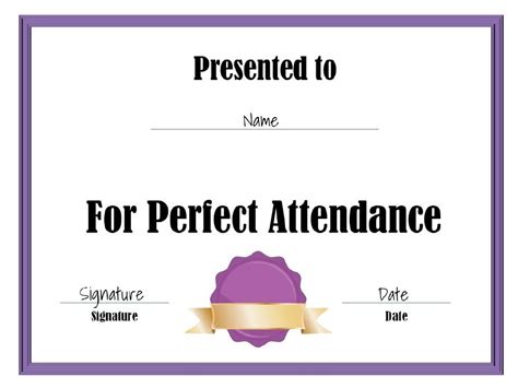 Perfect Attendance Certificate Template White And Violet Download