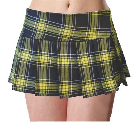 lemon yellow black schoolgirl tartan plaid pleat micro mini skirt lemon micro ebay mini