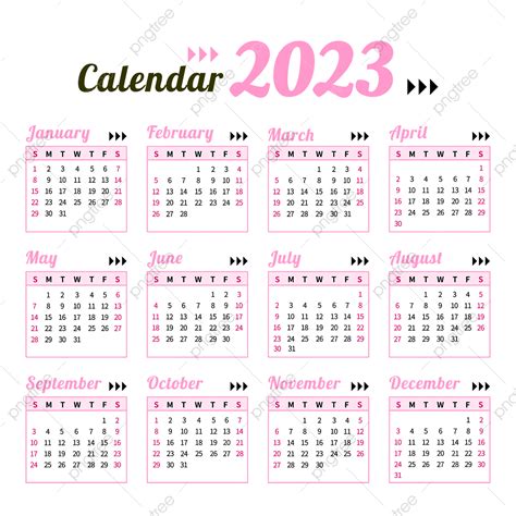 Calendario Rosa 2023 Png Dibujos 2023 Simple Calendario Png Y Vector Para Descargar Gratis