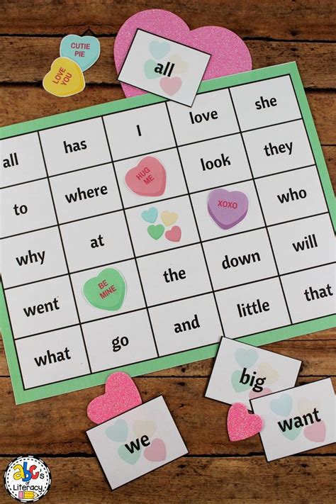Valentines Day Sight Word Bingo Game Sight Word Activity Sight Word