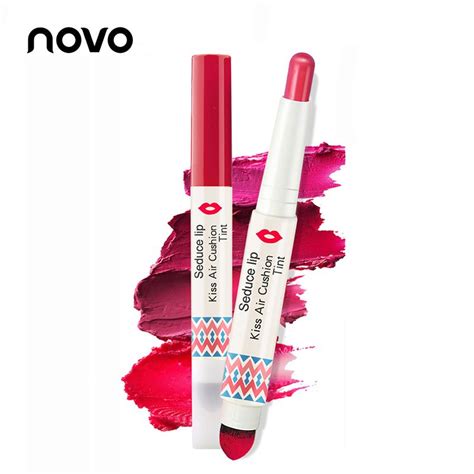 novo brand waterproof matte lipstick with sponge long lasting tattoo lip gloss moisturizing lip