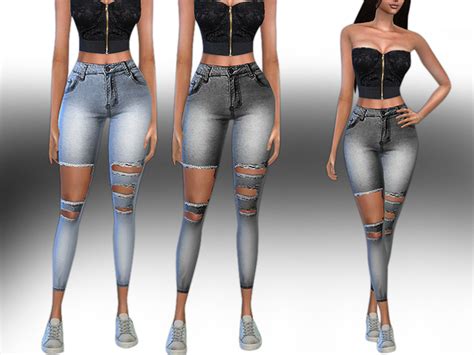 Sims 4 Cc Ripped Jeans Women Flames