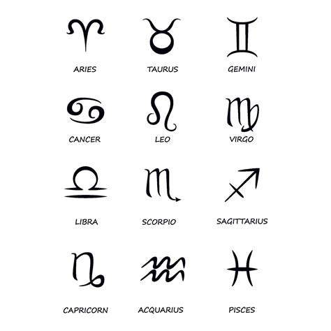 Dodici Segni Zodiacali Nero Illustrazioni Vettoriali Set Simboli My